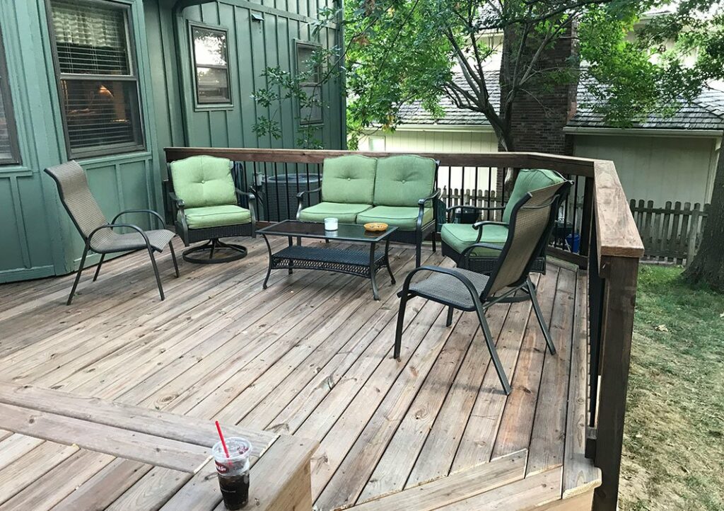 Wood Deck with chairs and table